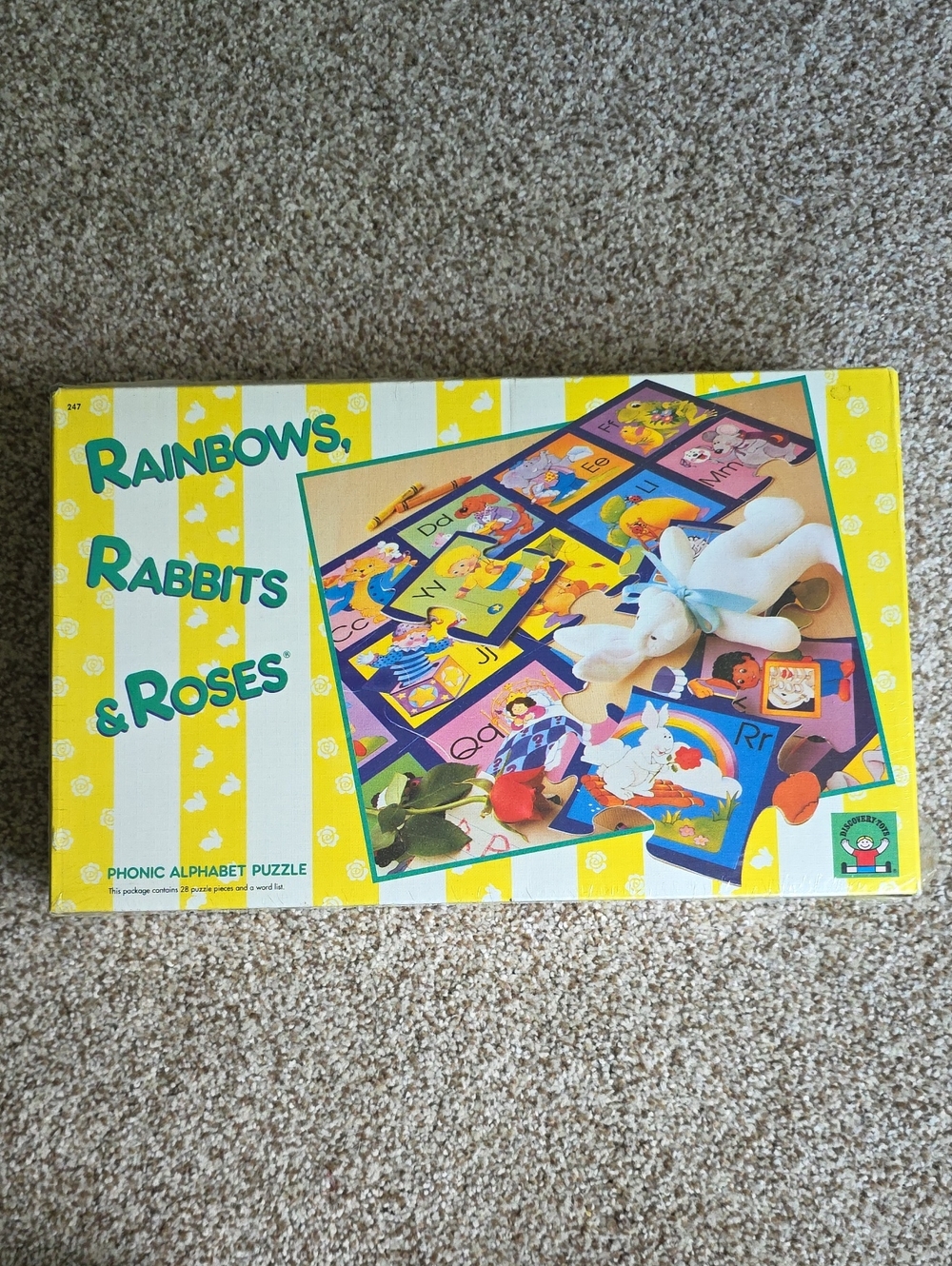 Vintage Discovery Toys "Rainbows, Rabbits & Roses" phonic alphabet puzzle - NWT